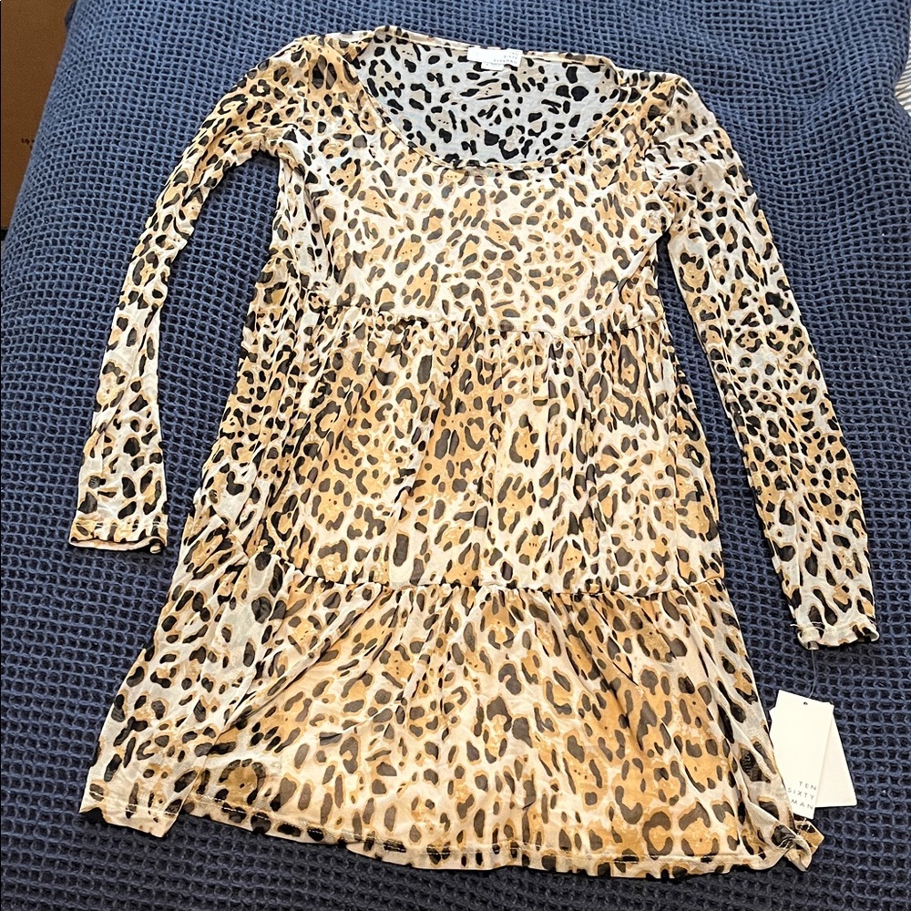 Ten Sixty Sherman NWT Leopard Print Mesh Mini Dress